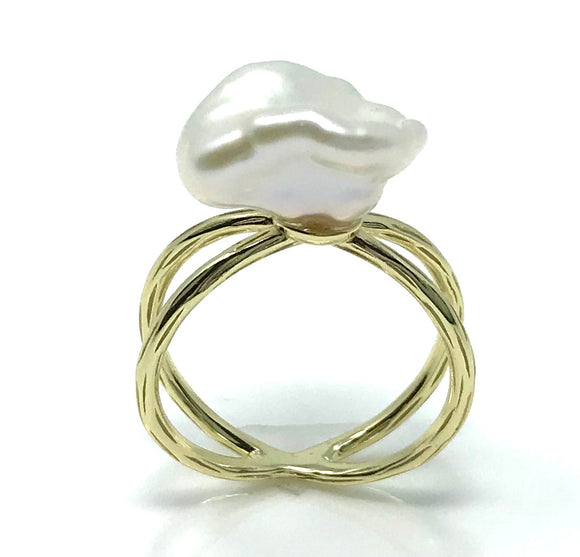 Double line pearl ring
