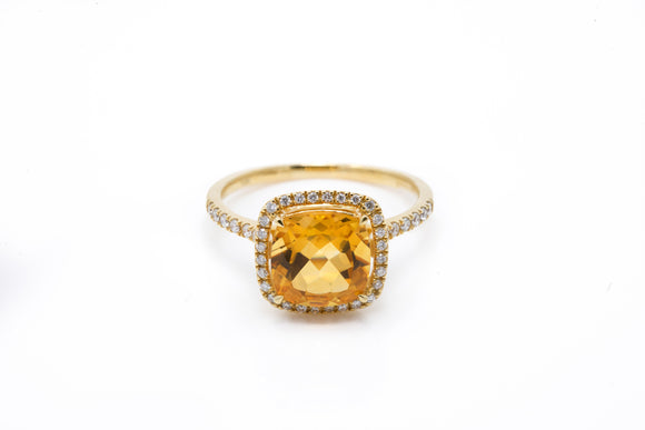 Citrine with diamonds ring