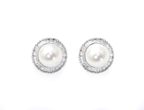 18k pearl diamond earrings