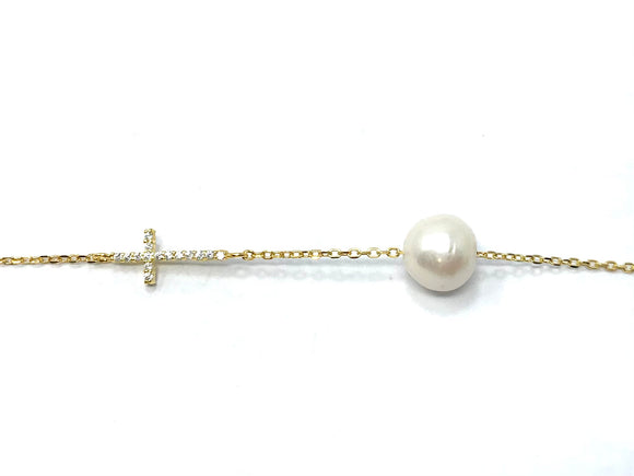 Cross with Pearl bracelet