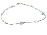 Crosses and pearls bracelet